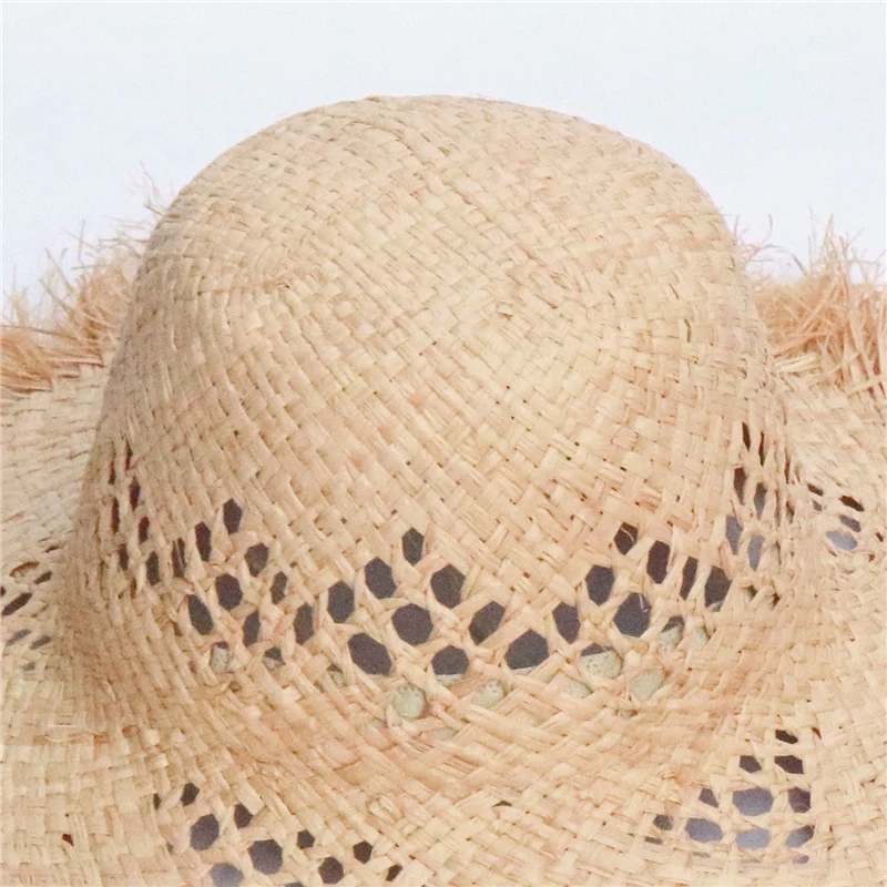 Модная женская пляжная шляпа ручной работы Raffia летняя Солнцезащитная 11 см с