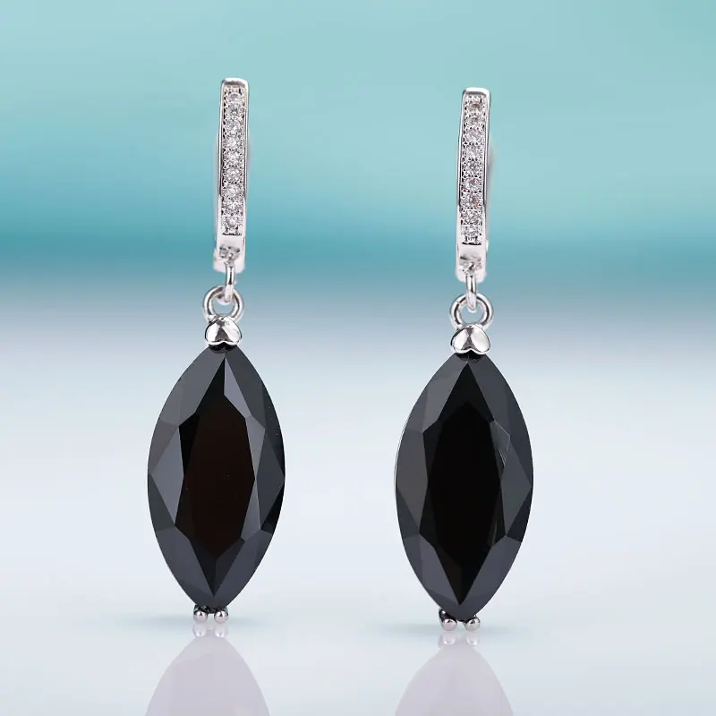 silver black MAIKALE, новинка, модные серьги в форме глаз, простые циркониевые Висячие серьги для женщин, розовое золото, хорошее ювелирное изделие, черные Серебряные Висячие серьги, подарок - Окраска металла: silver black