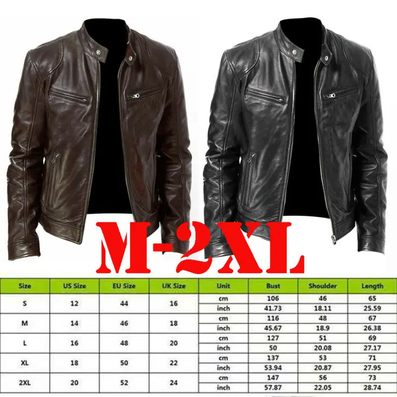

Meihuida Men Smart Casual Standing Collar Real Genuine Leather Slim Fit Warm Jacket Coat Overcoat Motorcycle Windproof Cool Wear