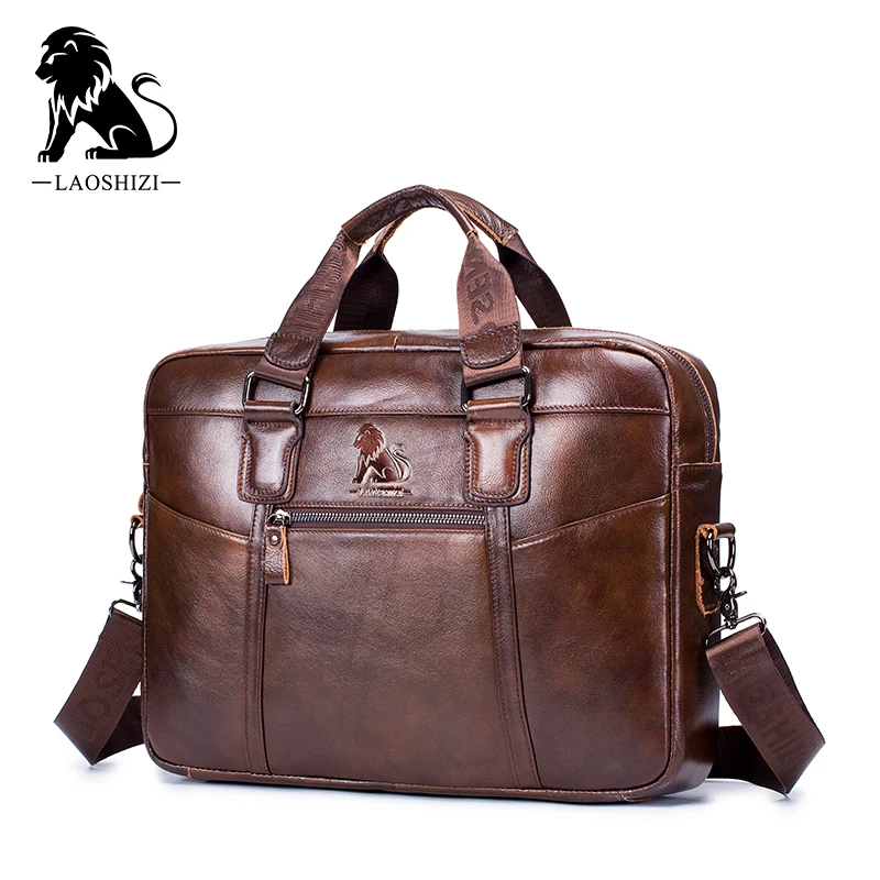 

New Genuine leather men's business computer bag vintage Briefcase fashion messenger bags man shoulder bag postman male Handbags