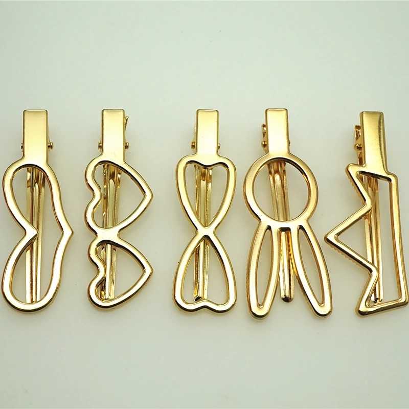 10pcs electroplated golden crown rabbit ear bow tie love peach heart hair clip DIY jewelry accessories headdress | Украшения и