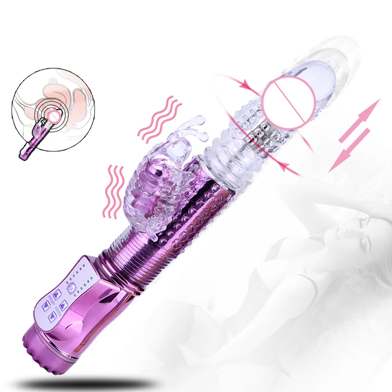 Powerful Rabbit Vibrator Telesopic Rotation Vibrating Vaginal Clitoris Stimulation Jelly Dildos Masturbator Sex Toys for Women | Красота и