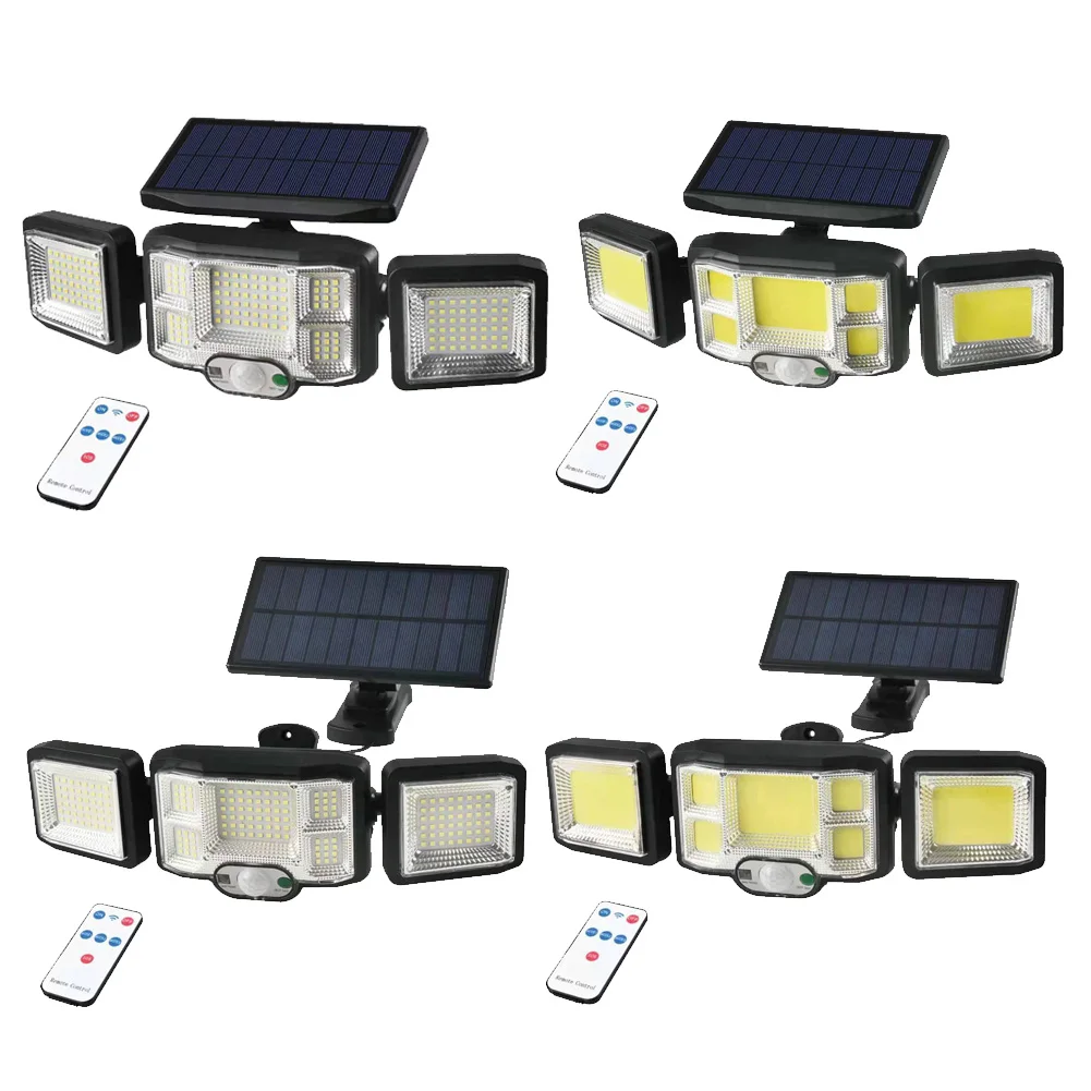 

Уличная настенная лампа для двора, трехголовочный наружный 192LED/COB индукционный садовый Ландшафтный уличный светильник на солнечной энерги...