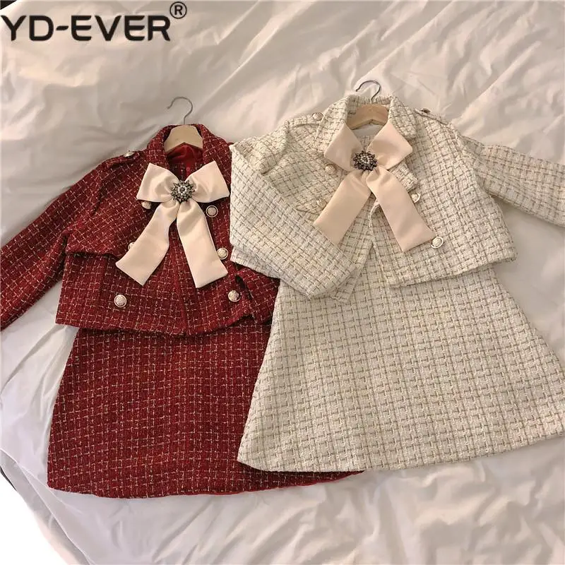 Женский элегантный твидовый костюм в клетку комплект из двух предметов женская