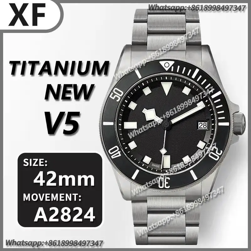 

Men's Automatic Mechanical Watch 42MM Blue/Black Pelagos XF 1:1 Best Edition on Titanium Bracelet A2824 V5 (Free Rubber Strap)