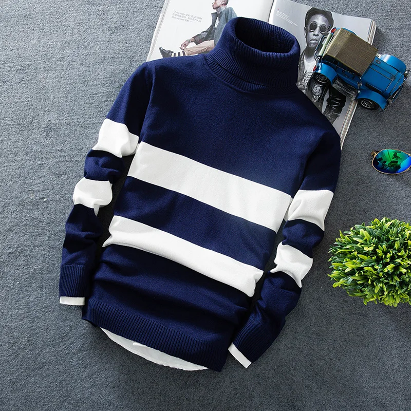 Cashmere Pullover Men 2019 New Fashion High Collar Thin Sweater Autumn Men's Sweater Casual Men's Loose Knit Warm Sweater