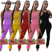 fagadoer casual women two piece set sleeveless crop tank topleggings pants solid color sportsuit activewear clothes for women