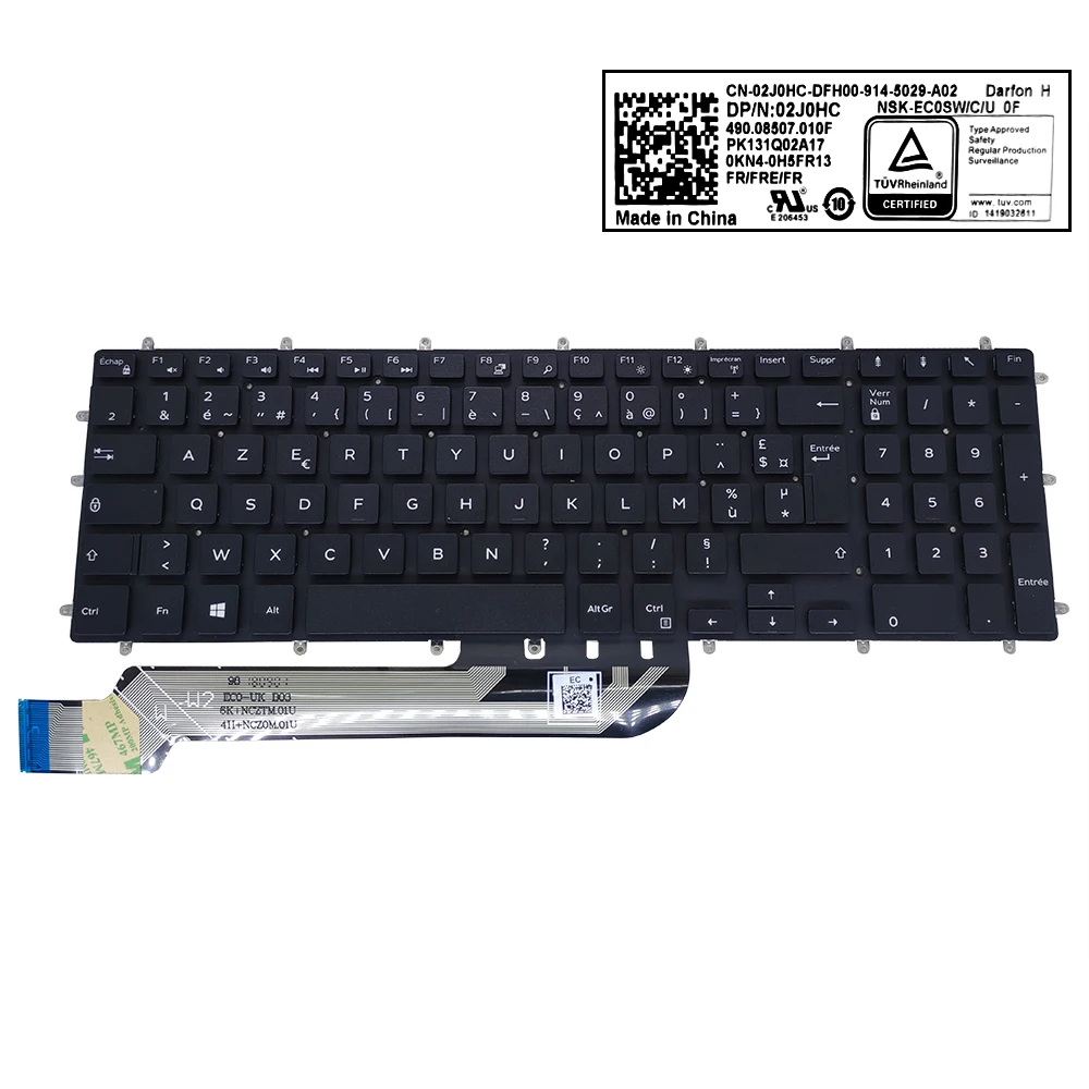 02J0HC Французская клавиатура с раскладкой azerty для Dell Inspiron 7566 7577 7587 7567 7580 7778 5570 5575 2J0HC