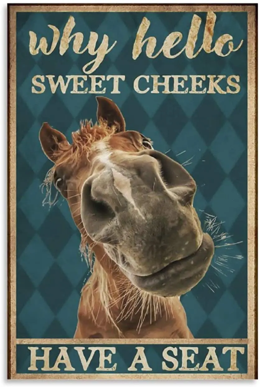 

FWYM Hello Sweet Cheeks Donkey Sign Poster Decorative Painting Canvas Wall Art Living Room Posters Bedroom Painting