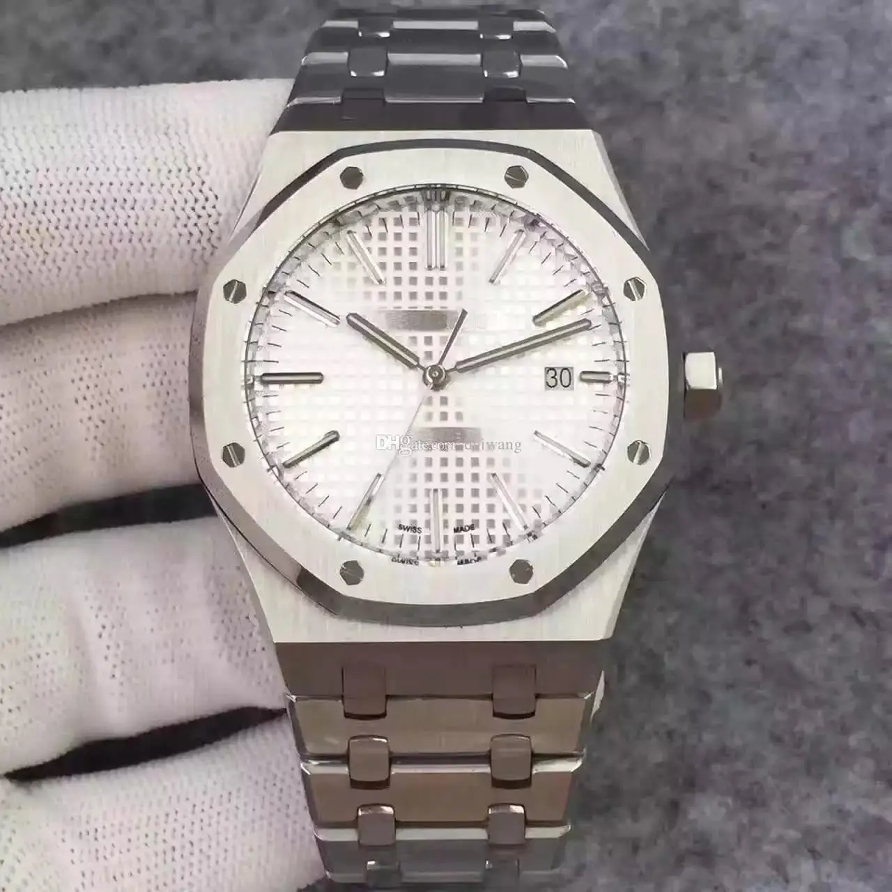 

Luxury Brand New Men Automatic Mechanical Watches Stainless Steel Sports Watch Silver Rose Gold Black White Sapphire Glass Back