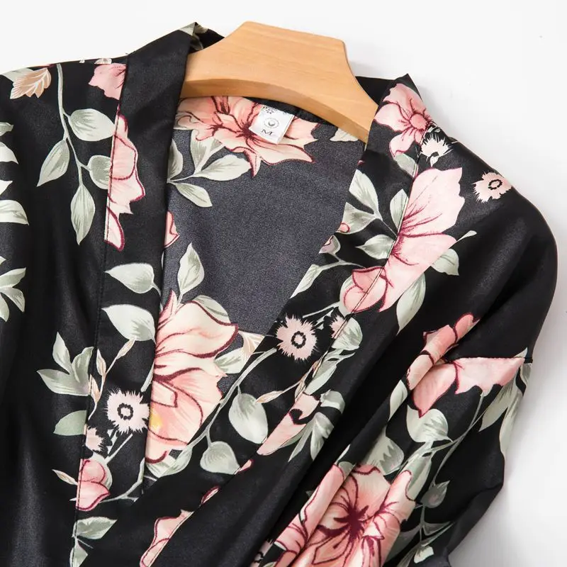 Женский пижамный комплект из шелка и сатина 5 шт. костюм пижама Сексуальная