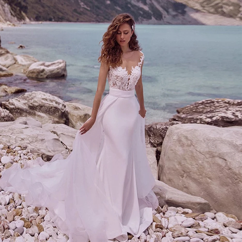 Элегантные свадебные платья принцессы с V-образным вырезом без рукавов Кружевная