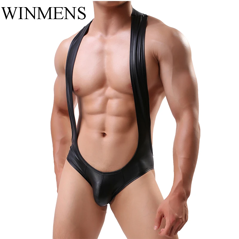 Мужские трусы брифы с открытой спиной черные из спандекса забавным выпуклым