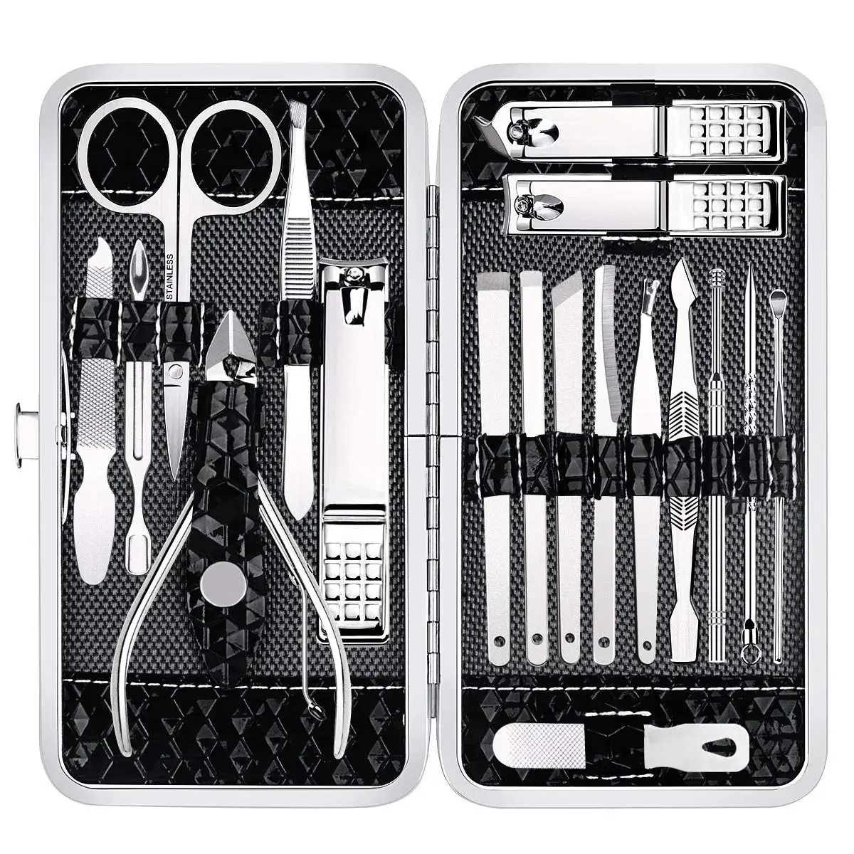 

18PCS Nail Clippers Kit Nose Hair Scissor Nail Cutting Dead Skin Pliers Pedicure Knife Nail Groove Manicure Set Nail Care Tools