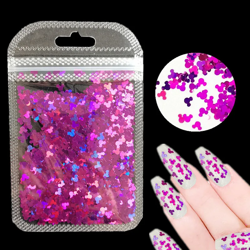 

3g/1bag Ultrathin holographic Sequins Nail Art Glitter Paillette Cartoon head 3d Nail Decorations Manicure Accessories tools