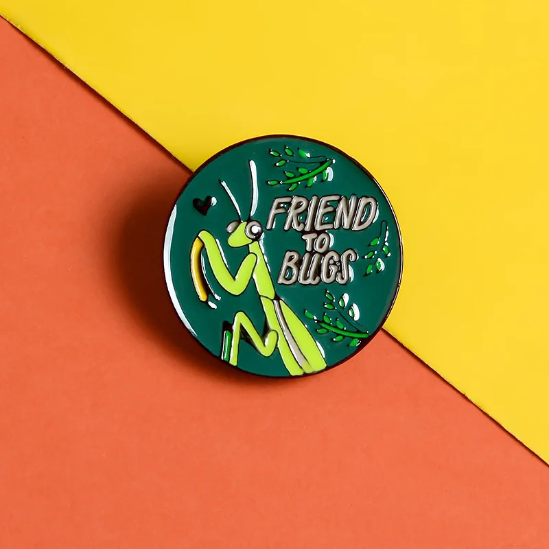 Булавка с изображением Кузнечика персональная зеленая круглая брошь надписью