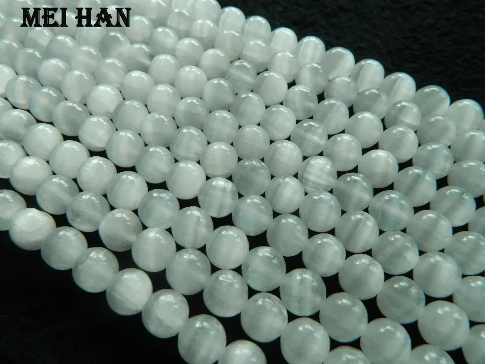 Meihan натуральный удивительный(approx32pcs/set) 12 мм белый селенит кальцит драгоценный камень Бусины круглые каменные для изготовления ювелирных изделий