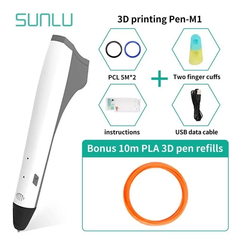 SUNLU M1 3D печать Ручка Поддержка 1,75 PLA PCL нити легко поддерживать детей Scribble ручки Рождественский подарок