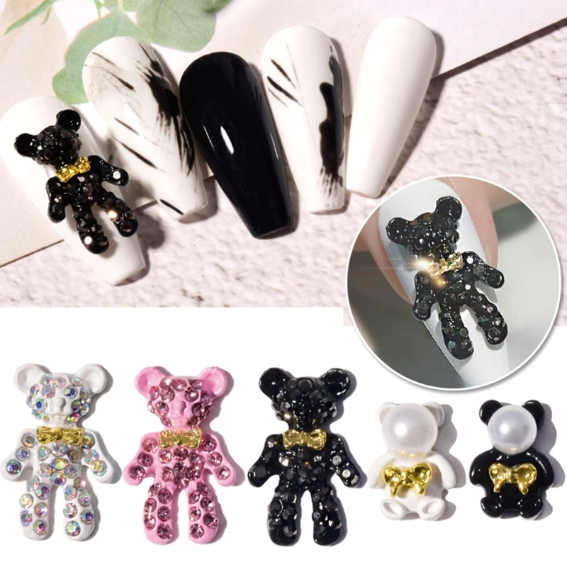

5pcs 3D Rhinestone Bear Shape Nail Art Design Decorations Shiny Charms Ornaments