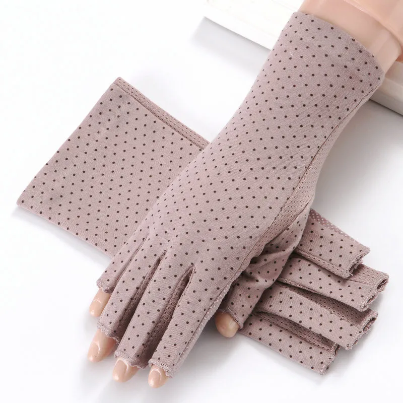 Summer Uv Protection Gloves Breathable Sport Anti-Slip Half Finger Gloves Female Thin Cycling Sun Protection Driving Gloves