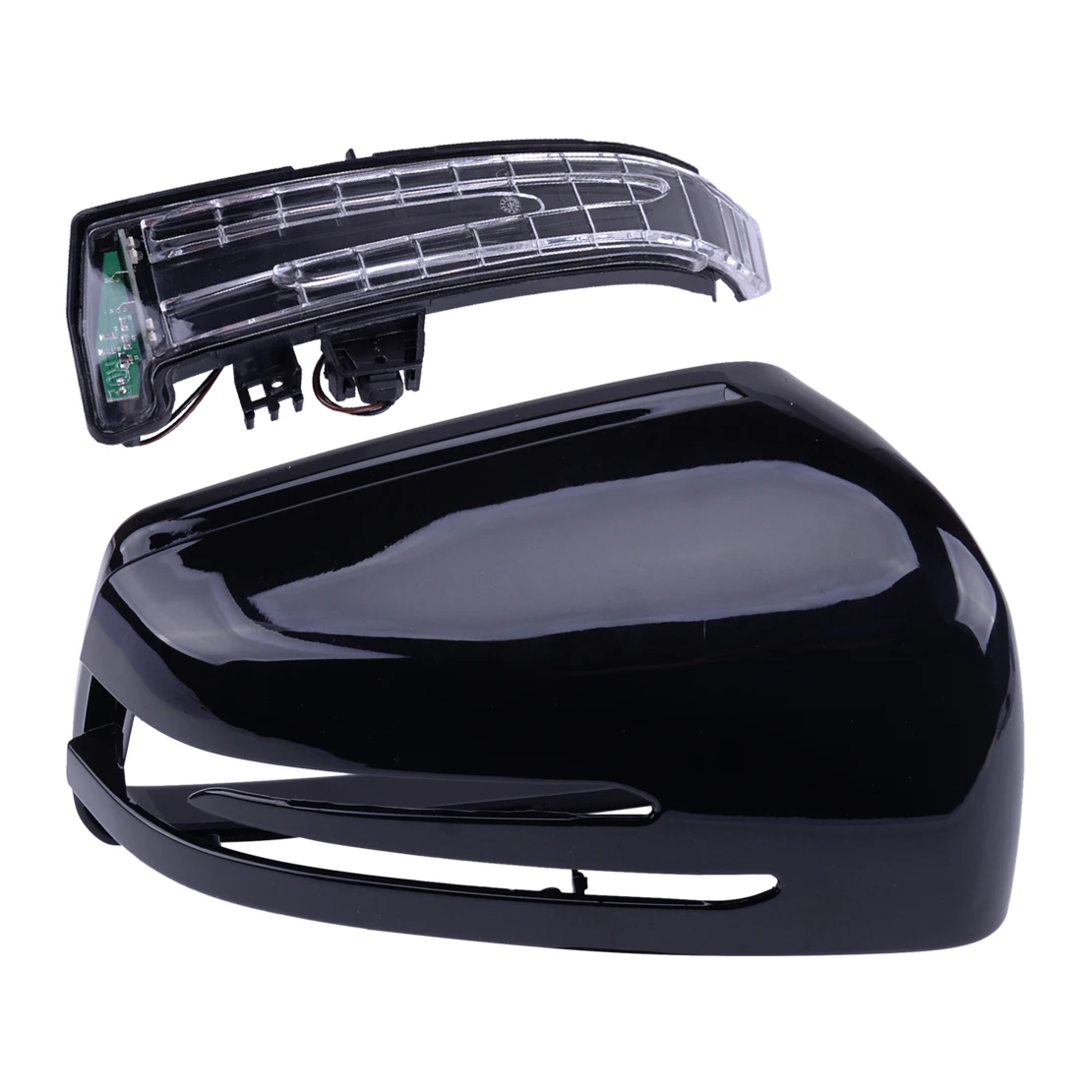 

DWCX глянцевая черная крышка зеркала правого крыла и световой индикатор лампа подходит для Mercedes-Benz W204 W212 W221 A2128100264 2129067501