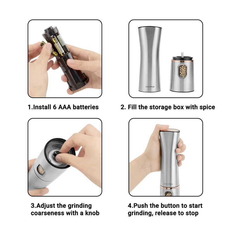 inkbird stainless steel pepper mill electric salt and pepper grinder chopper kitchen accessories tool gadget kitchenware kit free global shipping