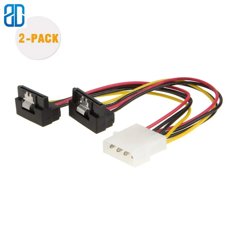 Molex to SATA [2 Pack] 6 дюймовый 4 Pin до 2 x 15 Вниз угол Женский кабель питания| |