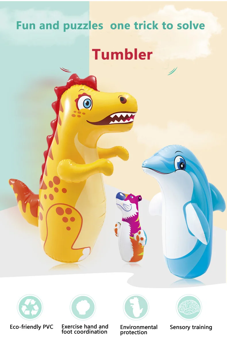 Надувная игрушка-неваляшка для детей 0-5 лет, большая развивающая игрушка, надувная игрушка-животное