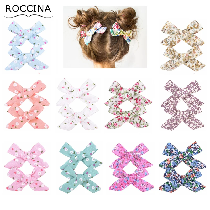 

2PCS Solid Color Cotton Hair Bows with Clip for Baby Girls Boutique Handmade Hair Clips Hairgrip Barrettes Kids Hair Acesssories