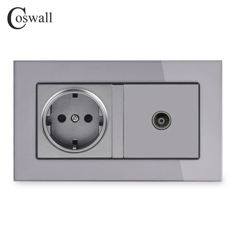 Гнездо питания стандарта ЕС COSWALL 16A Россия Испания заземленное с женским ТВ