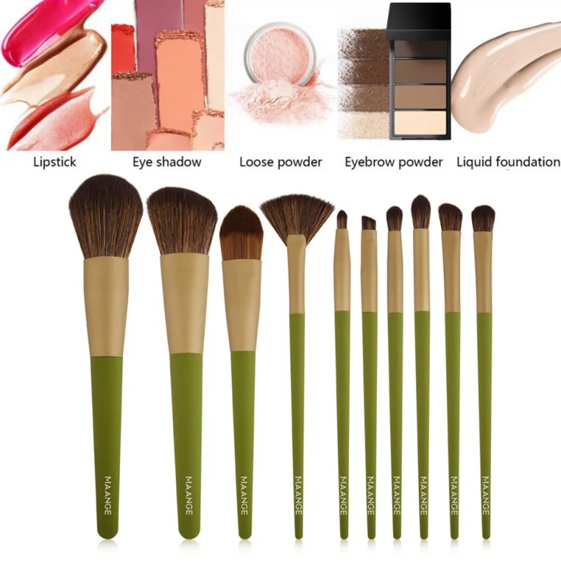 

10Pcs Makeup Brushes Set Foundation Loose Powder Brush Eye Shadow Brush Eyebrow Blush Brush Fan Brush Kit Hot Sell k7