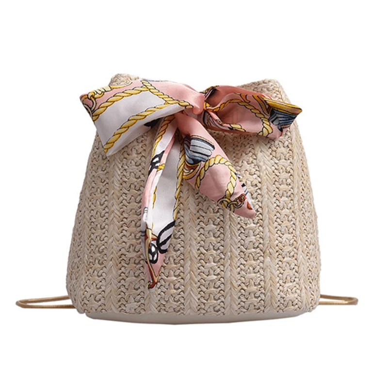 Женская винтажная сумка через плечо Joker модная соломенная на одно с завязками