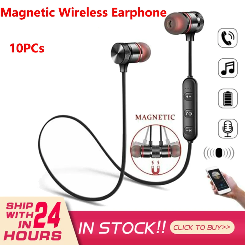 

10 шт., беспроводные магнитные наушники с микрофоном