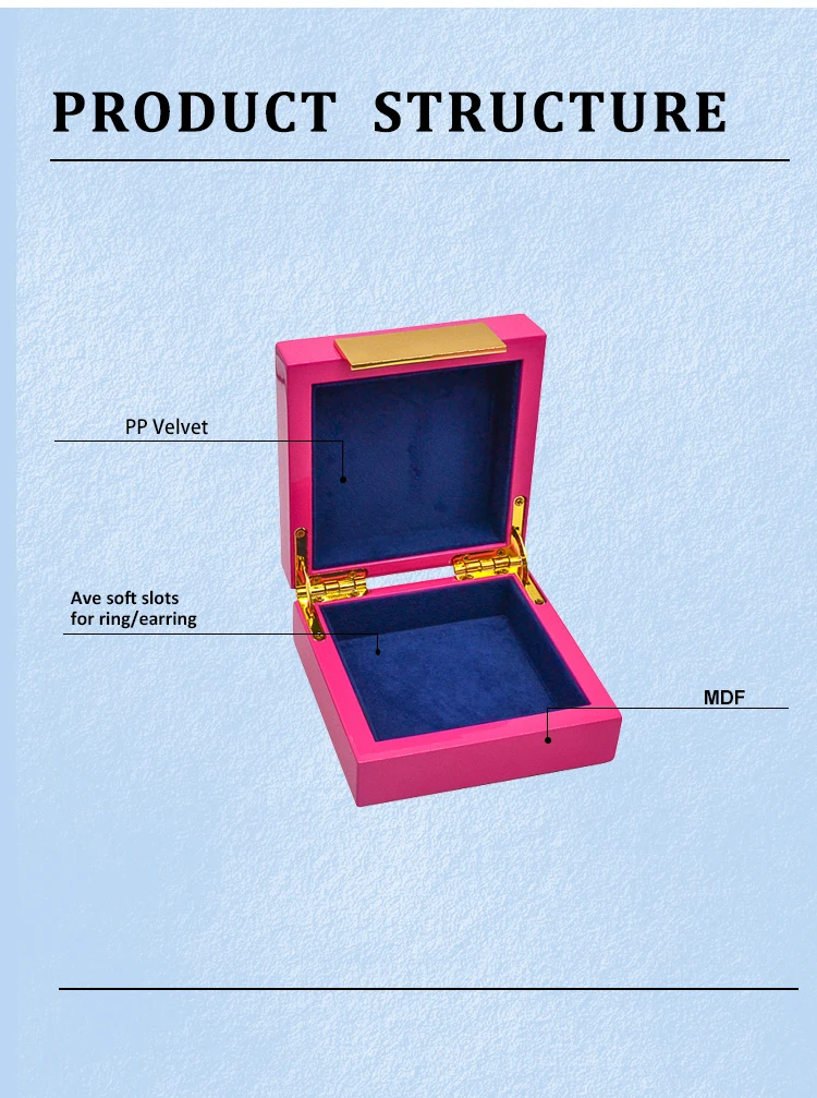 Small Ring Gift Storage Solid Wood Jewelry Case Handcrafts Gloss Wooden Girls Jewellery Box