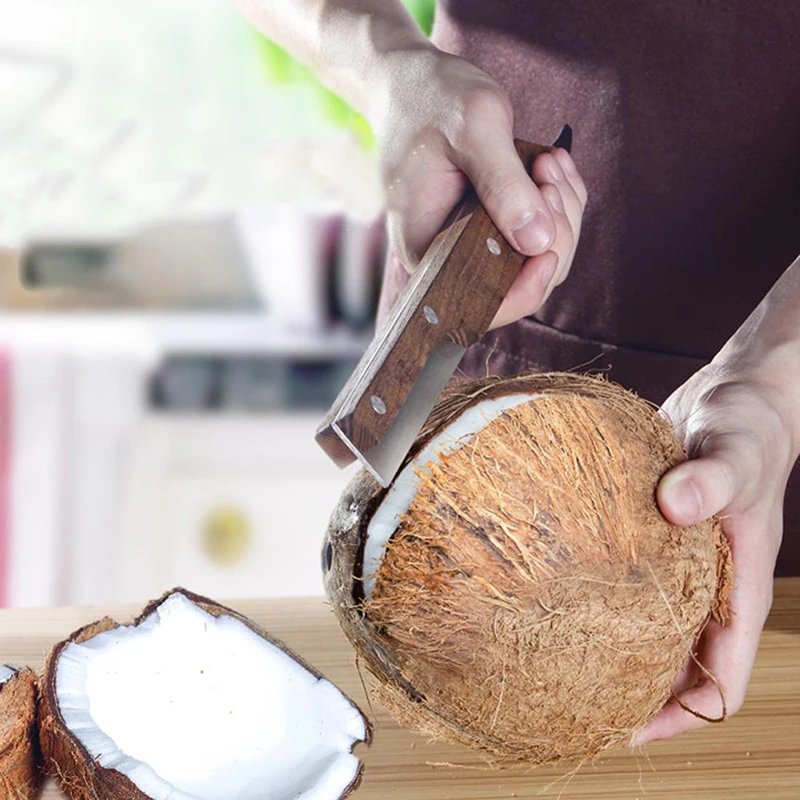 

Кокосовое Ножи двухсторонний резак с деревянной ручкой открывалка для кокоса Творческий Кухня гаджет инструмент с деревянной ручкой
