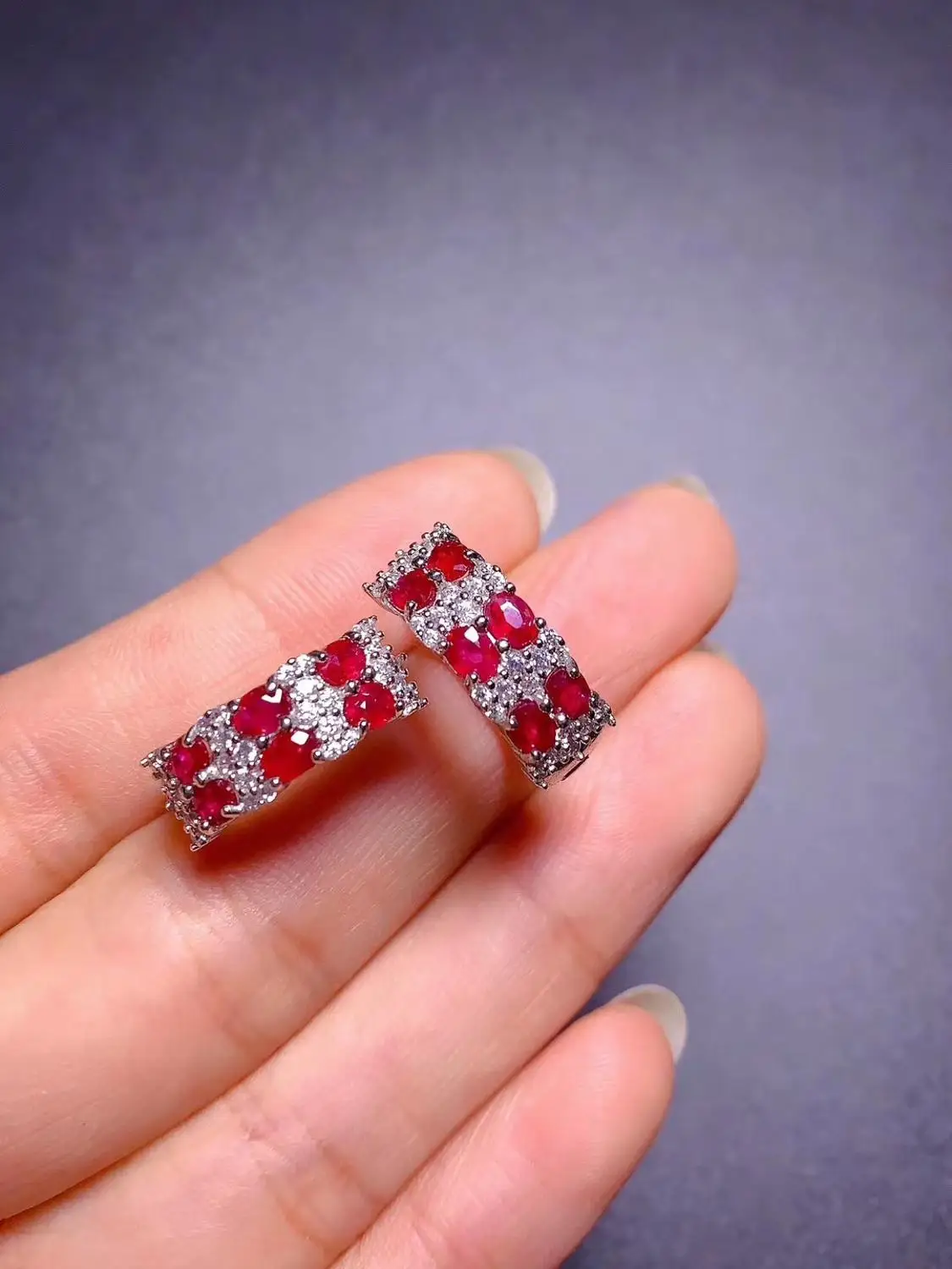 Новые серьги с натуральным голубем и Рубином из серебра 925 пробы женские пряжки