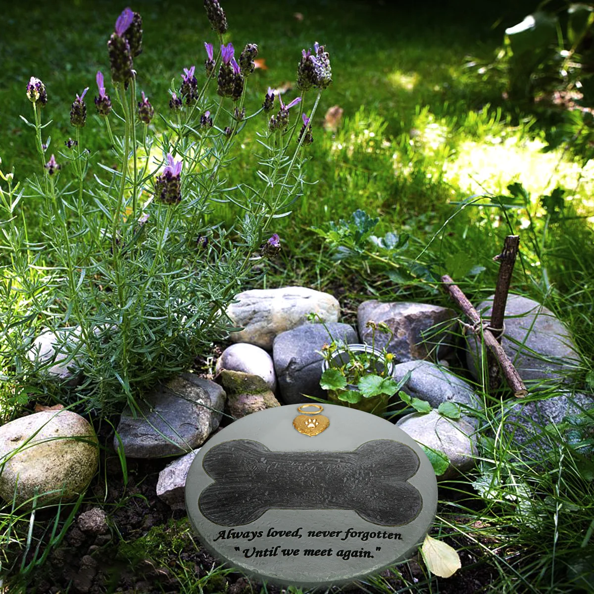 Памятный камень для сада домашних животных круглая форма надгробный собак черно