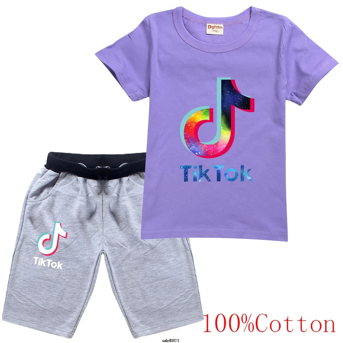 Tik Tok с принтом Детские футболки рисунками из мультфильмов + серые шорты костюмы