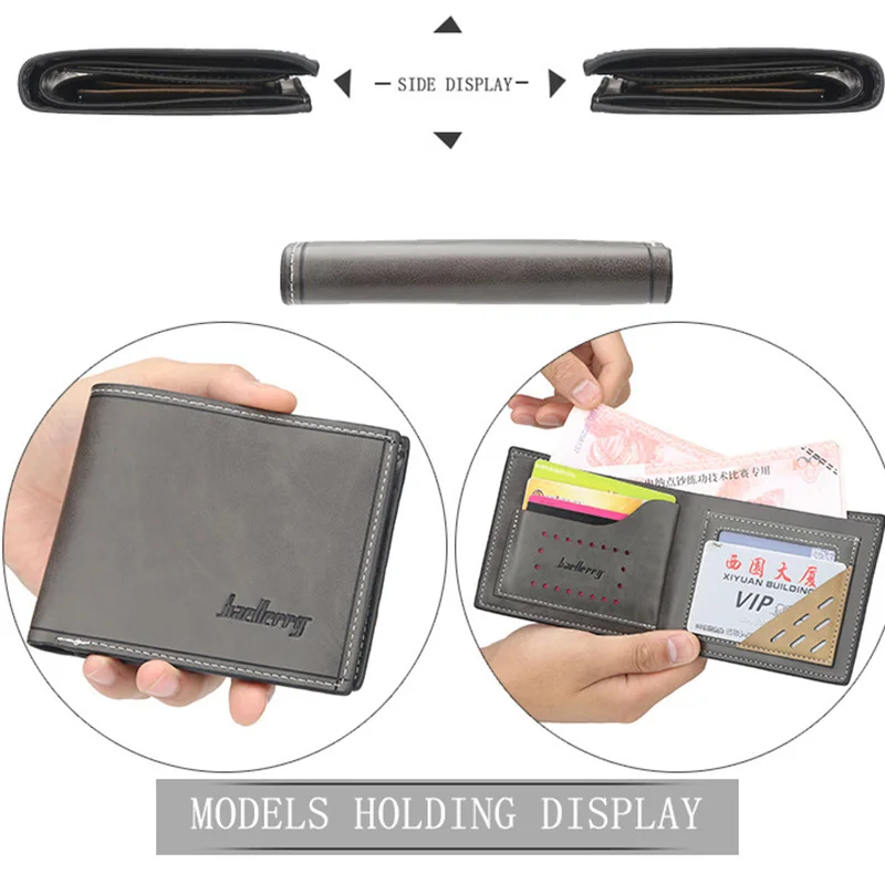Baellerry мужские кошельки кожаный однотонный роскошный бумажник тонкие двойные