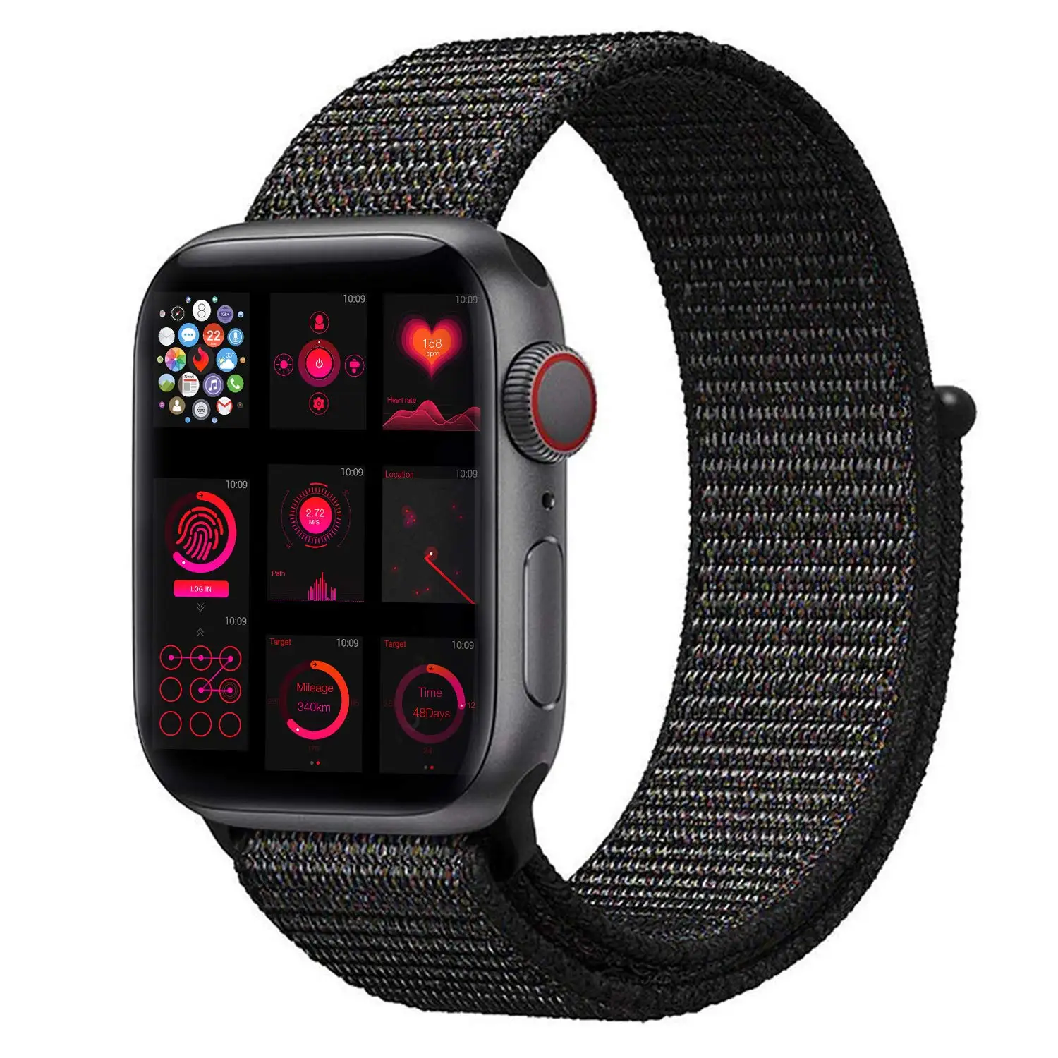 Ремешок для наручных часов Apple Watch Series 5 4 40 мм 44 браслет нейлоновый Браслет спортивный бесшовный ремешок для iwatch серии 3/2/1 38 мм 42 мм аксессуары - Цвет ремешка: black-red