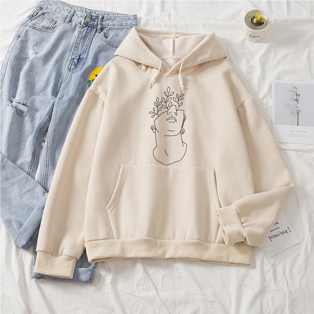 

Creative Character Line Art Painting Print Spring Women Sweatshirt Streetwear Oversized Hoodie Harajuku Hoodies Feminine