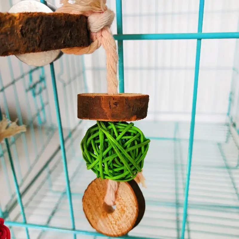 

Bird Perch Round Wooden Platform Parrot Bite Chew Toys Ball BirdCage Accessories 517E