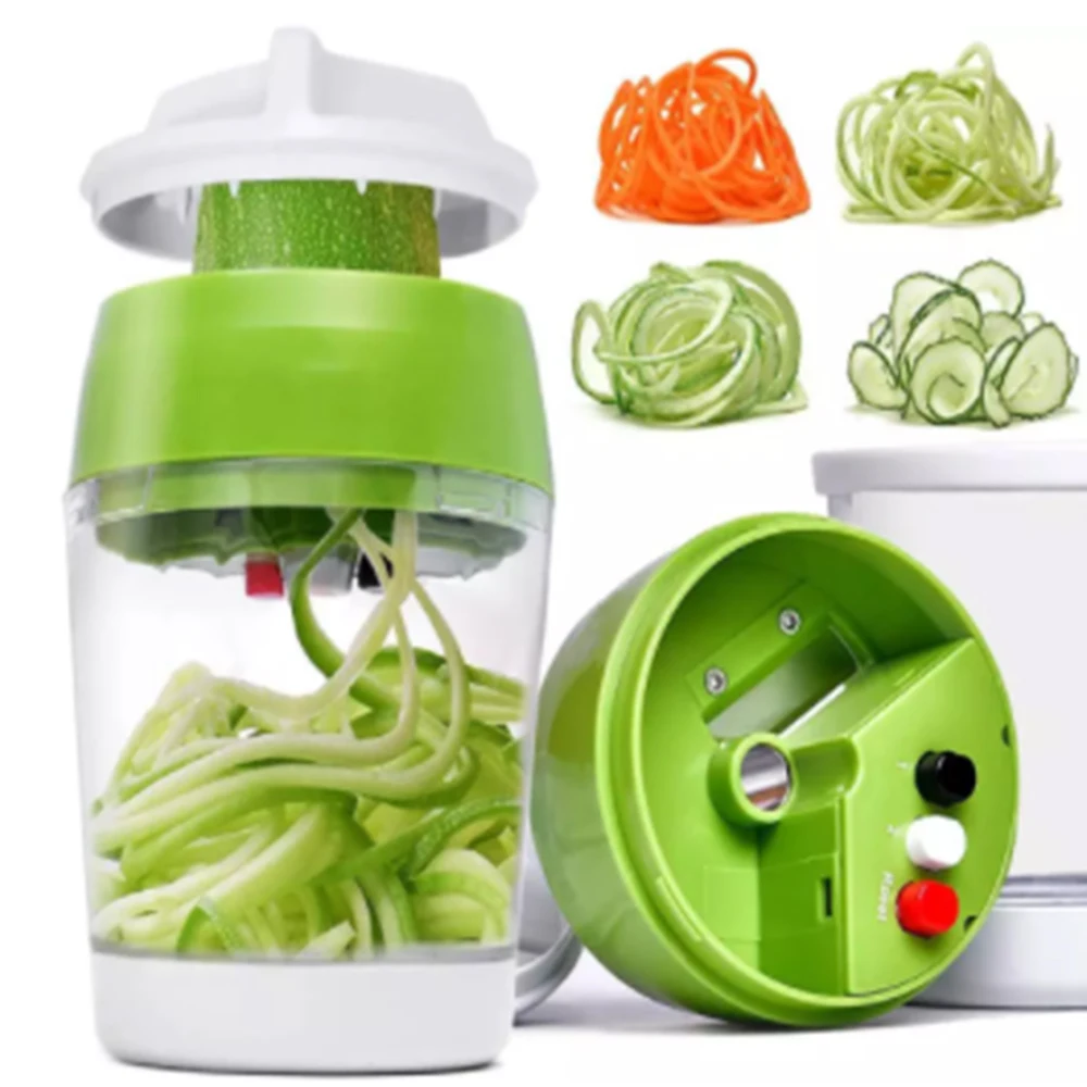 

5 in1 Handheld Spiralizer Vegetable Slicer Adjustable Spiral Cutter with Container Zucchini Noodle Spaghetti Maker Spiral Slicer