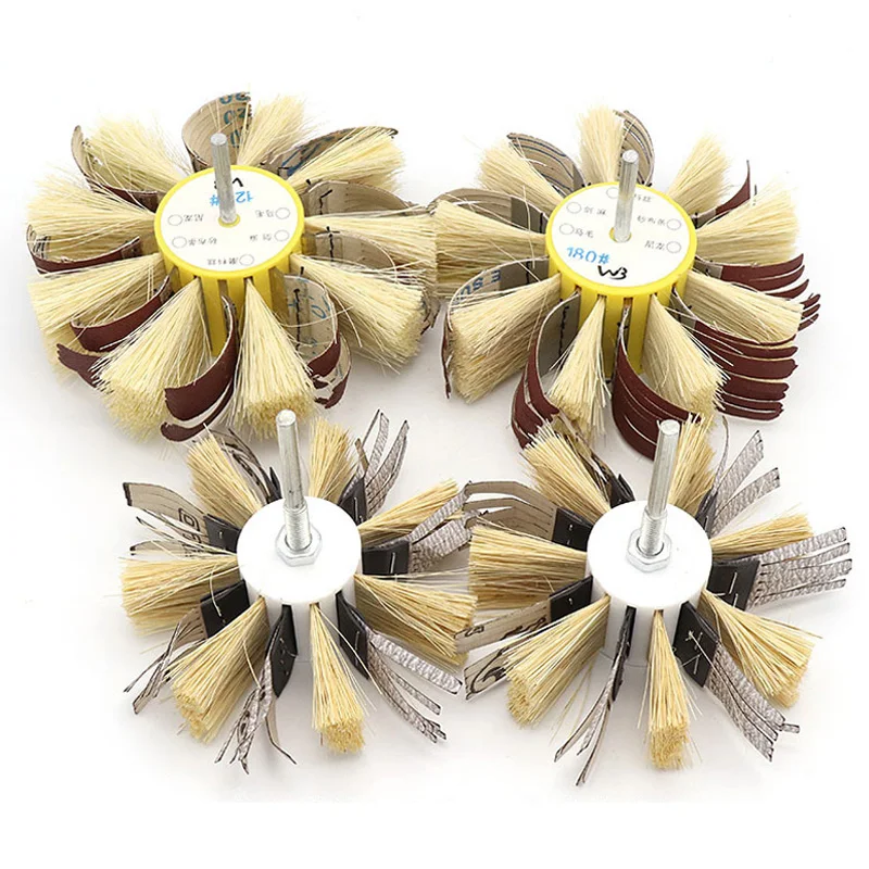 6mm Shaft Mounted Sisal Emery Cloth Bristle Grinding Buffing Brush Polishing Wheel For Primers Sanding Wood 120~400 grit | Инструменты