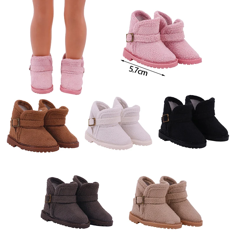 

1 Pair 5cm Doll Winter Shoes Plush Boots Multicolor Shoe Fit 14.5 Inch Doll Accessories Keep Warm Shoes For Dolls