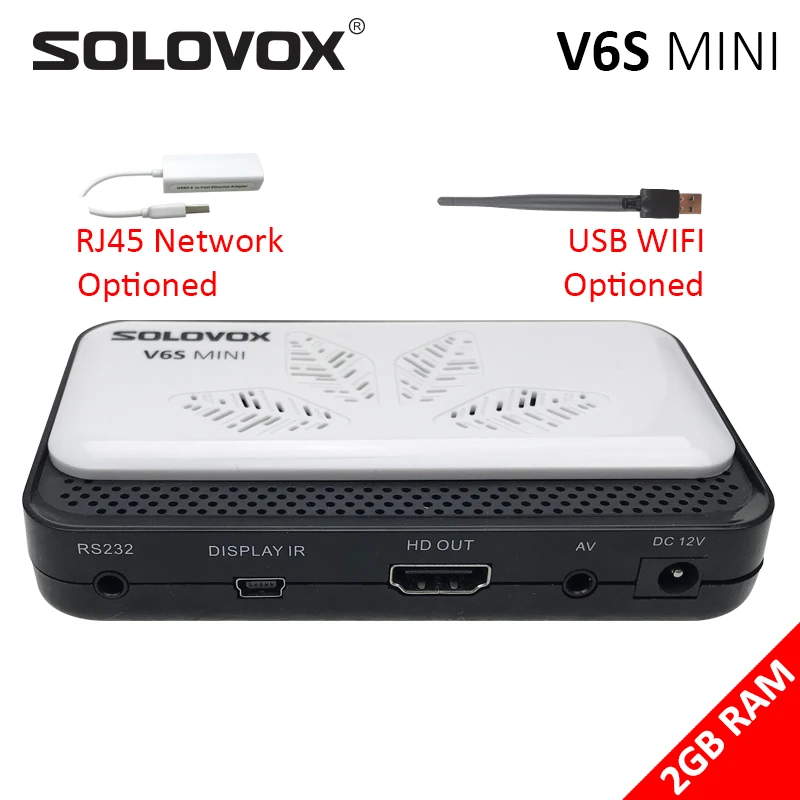 Ресивер спутникового ТВ SOLOVOX V6S Mini HD DVB S2 5 шт. поддержка M3U Xtream Stalkmac AV кабель RJ45 USB WiFi