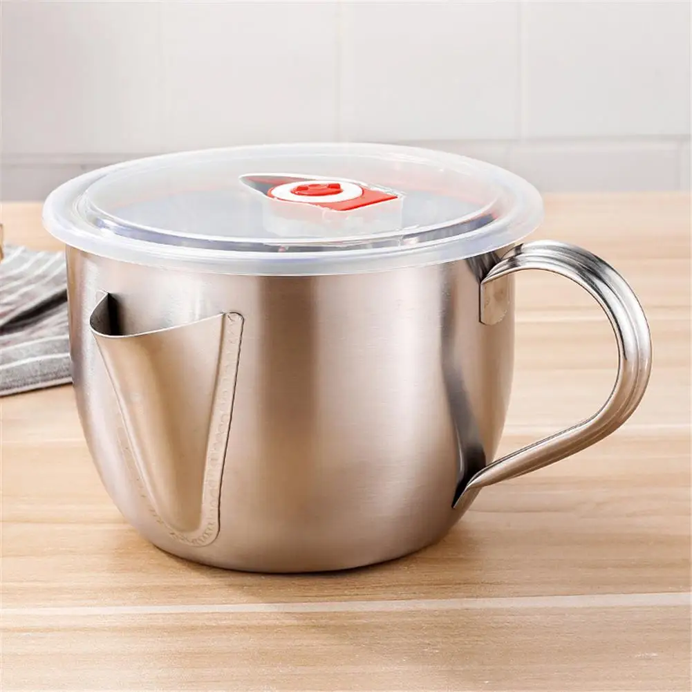 

1000ml Soup Oil Separator With Lid Stainless Steel Filter Strainer Bowl Container Kitchen Tools And Free Get Brush X1