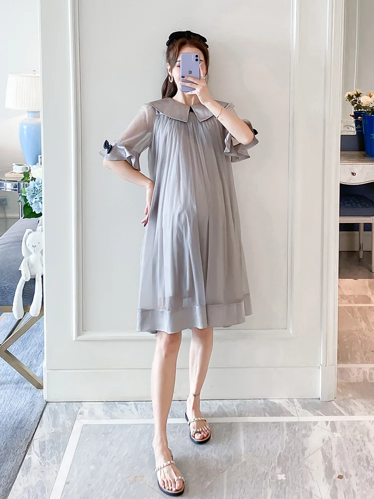 

Summer Maternity Dress Korean Fashion Clothes for Pregnant Women Loose Casual Solid Color Vestidos Embarazada Dresses BE50DR