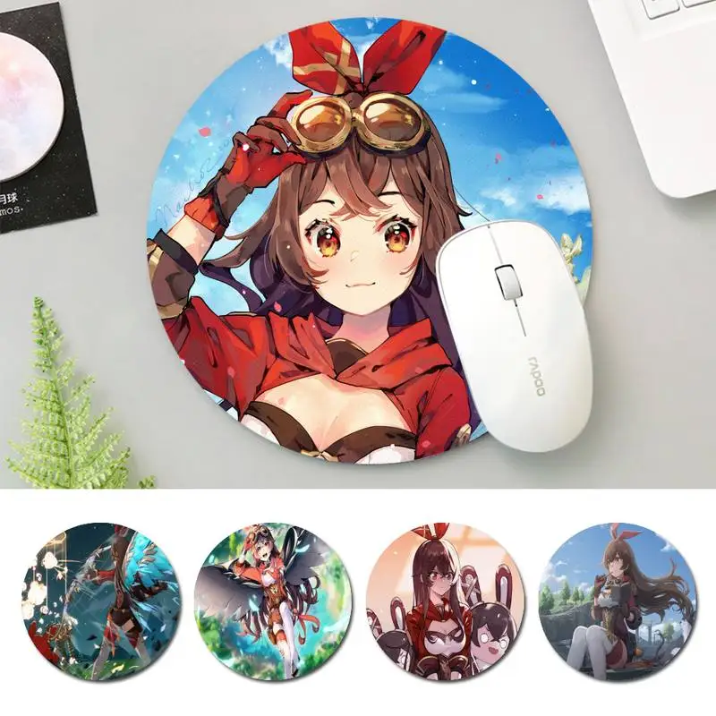 

Wholesale Genshin Amber Mouse Mat Keyboard Mat Desk Durable Desktop Mousepad Rubber Gaming Round Mouse Pad Office Mouse Mat