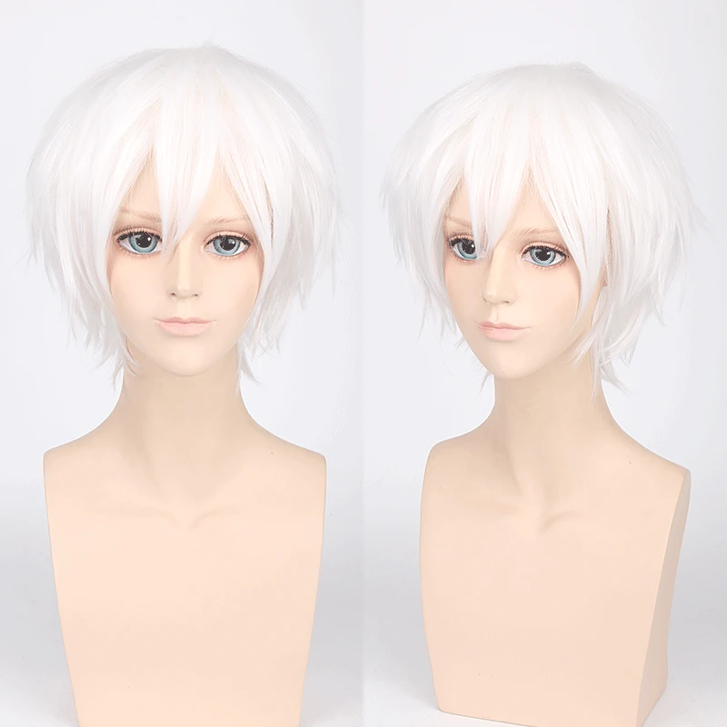 

Парик мужской с короткими волосами серебристо-белый красивый корейский натуральный пушистый сетчатый красный Cos Универсальный реалистичн...